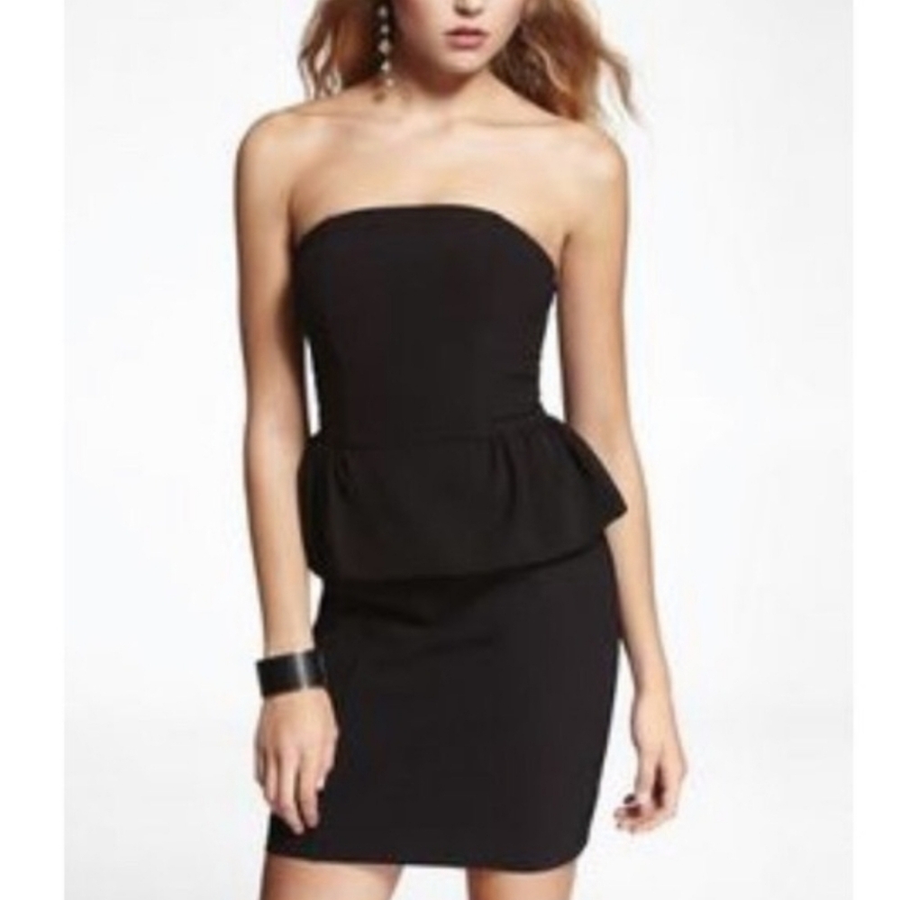 Express Black Strapless Peplum Party Dress Evening EB3